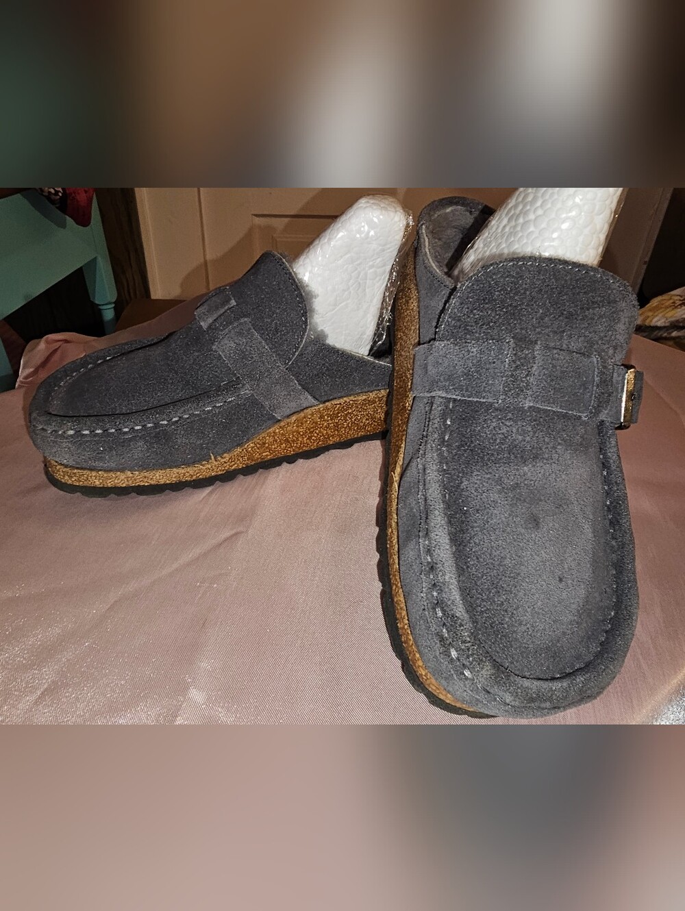 Birkenstock Women's Buckley Charcoal Gray Suede Slip-On Loafers
